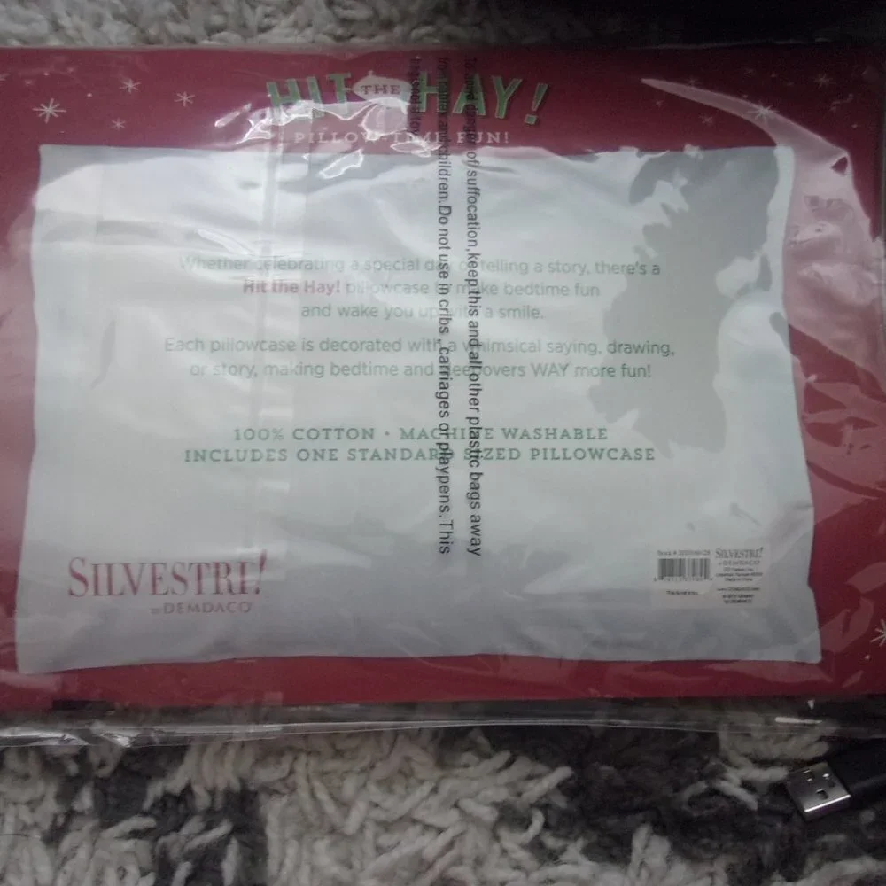 New in plastic Hit the Hay Christmas Lyrics Kids Pillow case